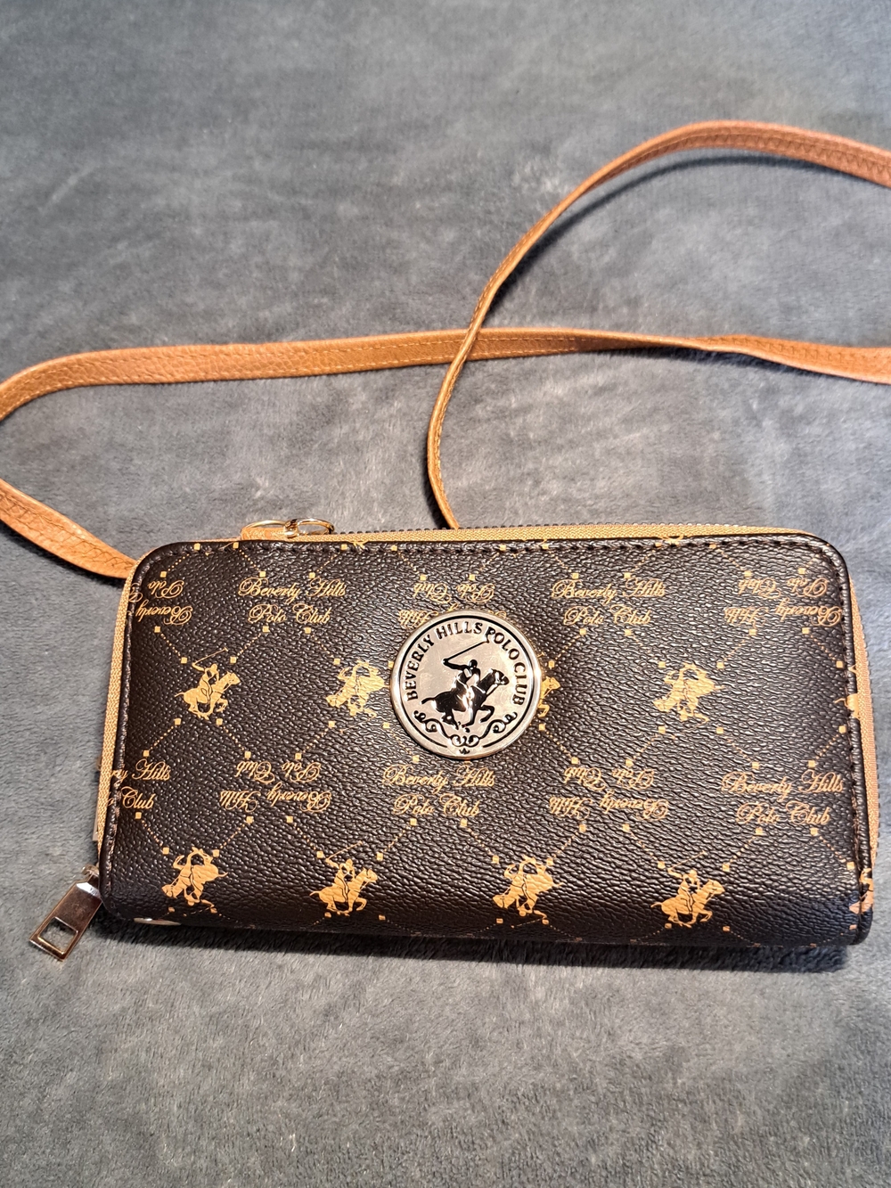 Beverly Hills Polo Club Brown Logo Crossbody Wallet